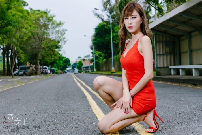 [Mzsock] NO.047 Abby red dress short skirt high heels beautiful legs outdoor shot street photography#[106P]-69